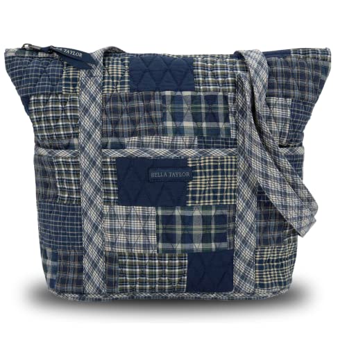 Bella Taylor Small Tote Shoulder Bag - Lightweight Multi-Pocket Quilted Handbag, Khaki Floral Print - View #2
