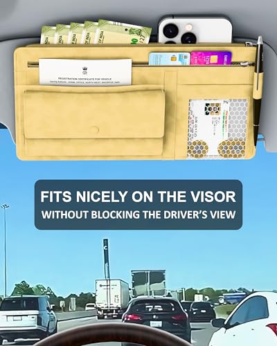 Image of FEDUS Pack of 2 Premium Car Sun Visor Organizer and Storage Car Document Holder, Sunglasses Holder for Car, Car All New Accessories Multipocket Pouch Auto Interior Accessories for Truck, SUV, Van