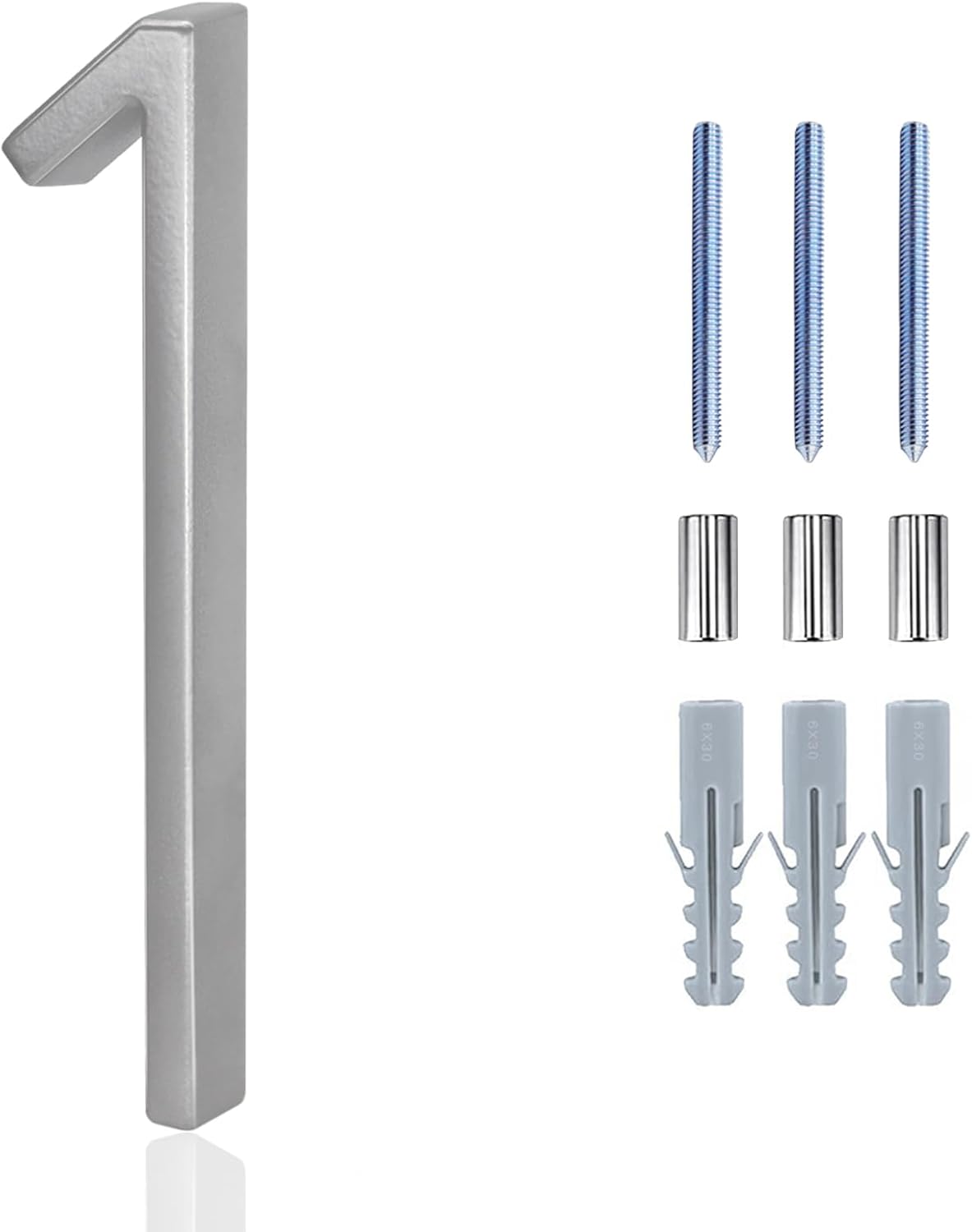 House Numbers for Outside, 5 Inch Silver Modern Metal Outdoor Address Numbers for Garden Door Mail Box Decor with Screws Kit and Operation Instruction(Numbers 1)