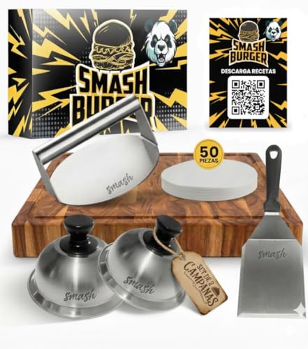 Premium Smash Burger - Kit Profesional Premium de Acero Inoxidable con Certificado EU Contacto con Alimentos - Set Hamburguesas - Prensa Hamburguesas B0DZFCNQZ2