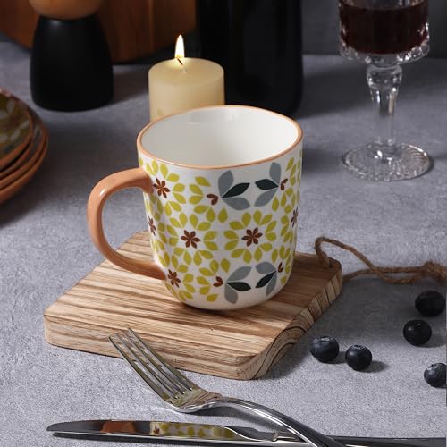 Set de 4 tazas de café de hueso de porcelana con patrón floral miniatura 5