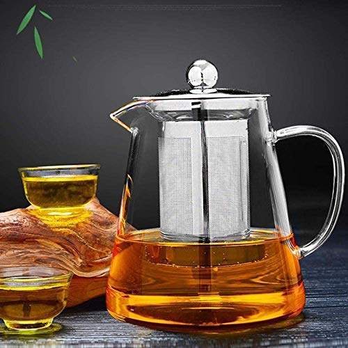 CHAIODENGZI Vidro de Ferro Fundido Transparente com Infusor de Aço Inoxidável 304 e Tampa para Chá S
