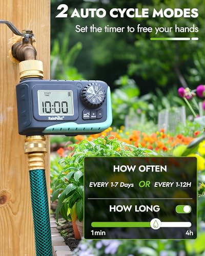 RAINPOINT Sprinkler Timer with Brass Inlet & Outlet, Programmable Hose Timer for Garden Soaker Hose, Watering Timer with Rain Delay/Manual Watering System, Digital Drip Irrigation for Yard, Lawn - Image 4