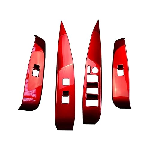 Miniatura 9 de ruihe 4 piezas de cubierta de panel de control de ventana de puerta de automóvil, color rojo, ajuste para Toyota Camry 2018 2019 2020 2021 2022 2023
