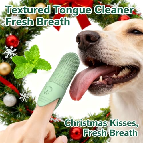 Image of JBD Dog Toothbrush and Cat Oral Care Set | Finger Toothbrush for Small /Large Pets | Puppy Tooth Brushing Kit with Double Sided Brush | Cleans Teeth & Removes Tartar | 3-Piece Pet Dental Care (Beige)