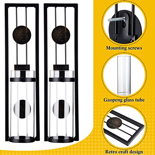 Set Of 4 Wall Sconce Candle Holder Living Room Wall Decor Rustic Home Decorations For Living Room Wall Candle Set Metal Sconces For Wall Decorative Wall Candles Metal Wall Decorations (Round, Square) #TOP3