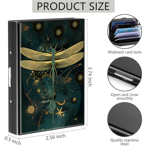 Credit Card Holder, Dragonfly Art Design Mini RFID Blocking Aluminum Wallet Slim Metal Hard Case Shell Travel Wallet ID Case Small Credit Cards Case Business Cards for Women Men Girls2