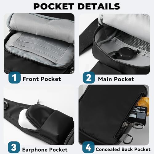 Image of Sling Bag, Crossbody Bag with Zipper Lock, RFID & Water Resistant for Women and Men Small Chest Bag for Travel Casual