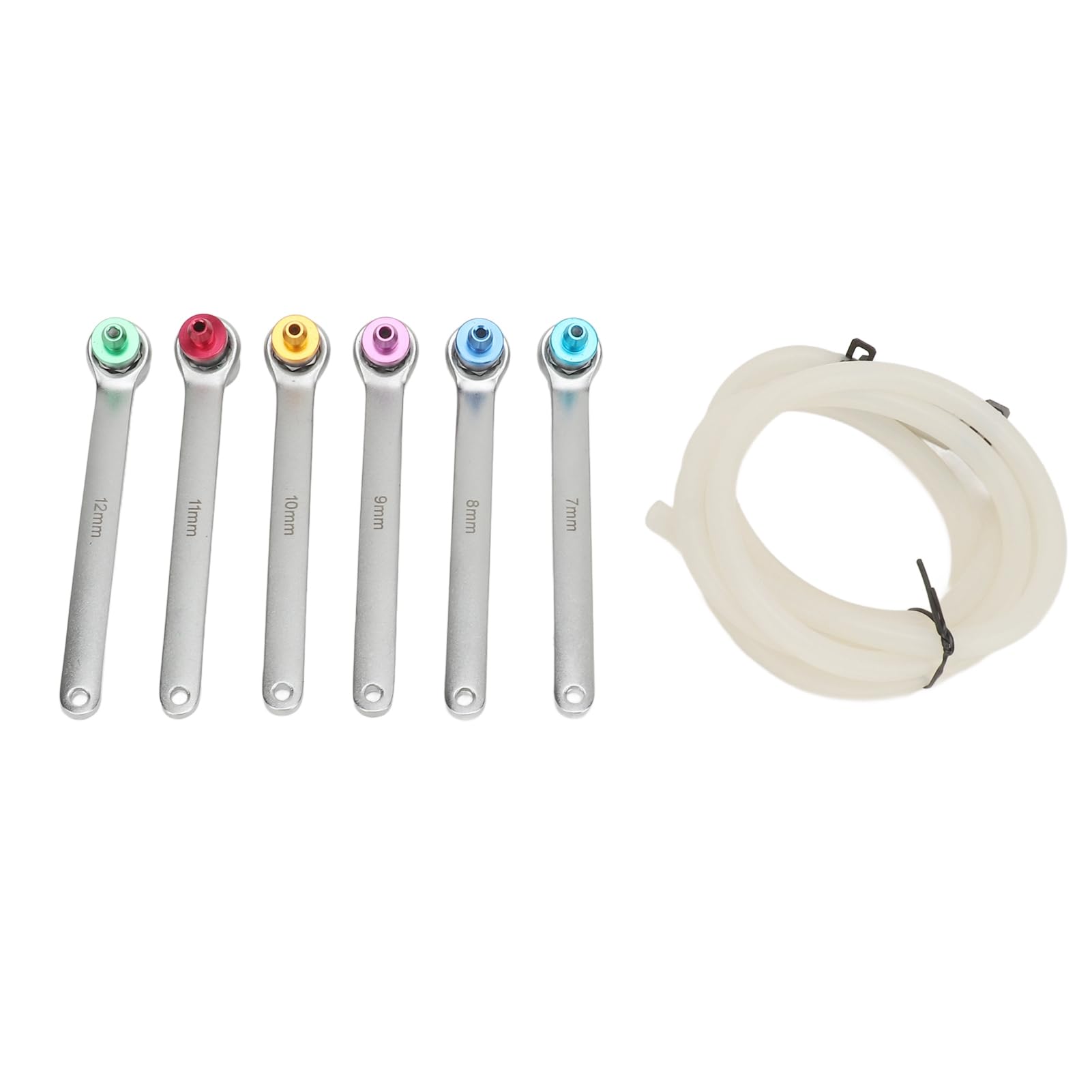 Kit de Herramientas de Llave de Sangrado de Freno, Juego de Llave de Purga de Freno, Manguera de 1,2 M, Llave de Alta Resistencia de 7-12 Mm, Caja Moldeada de Soplado, Colorido