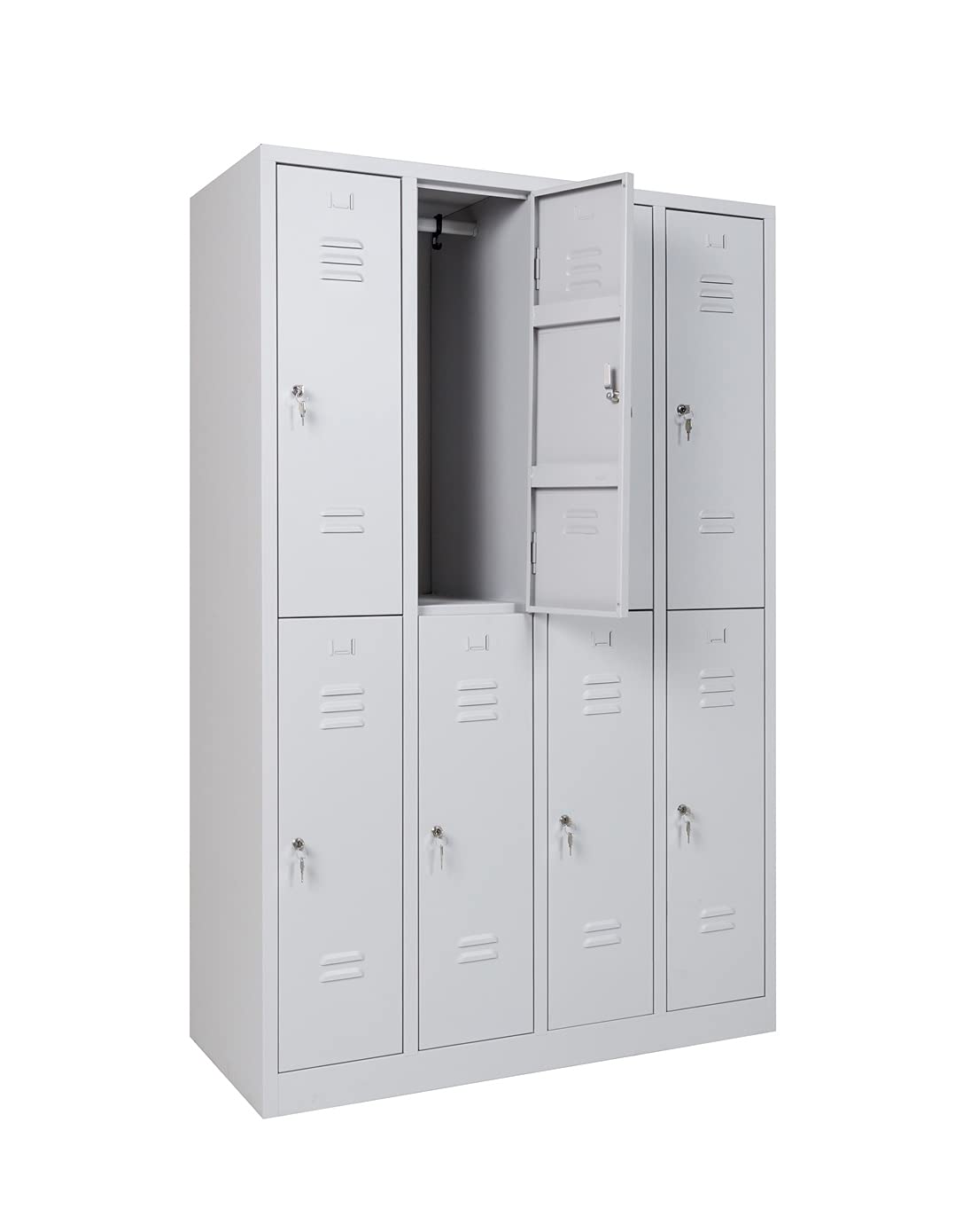 furni24 Garderobenschrank Schließfach Spind Umkleideschrank Kleiderschrank Abteilbreite 30 cm 8-türig fertig montiert Verschiedene Ausführungen verfügbar