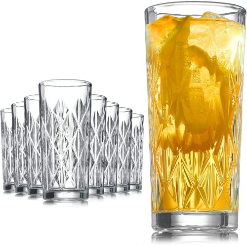 Image of Premium Crystal Water Glass Set of 6 - Highball Drinking Glasses Set for Home - Glass Set for Water Juice Shakes Mojito Cocktail Colddrinks (Diamond)