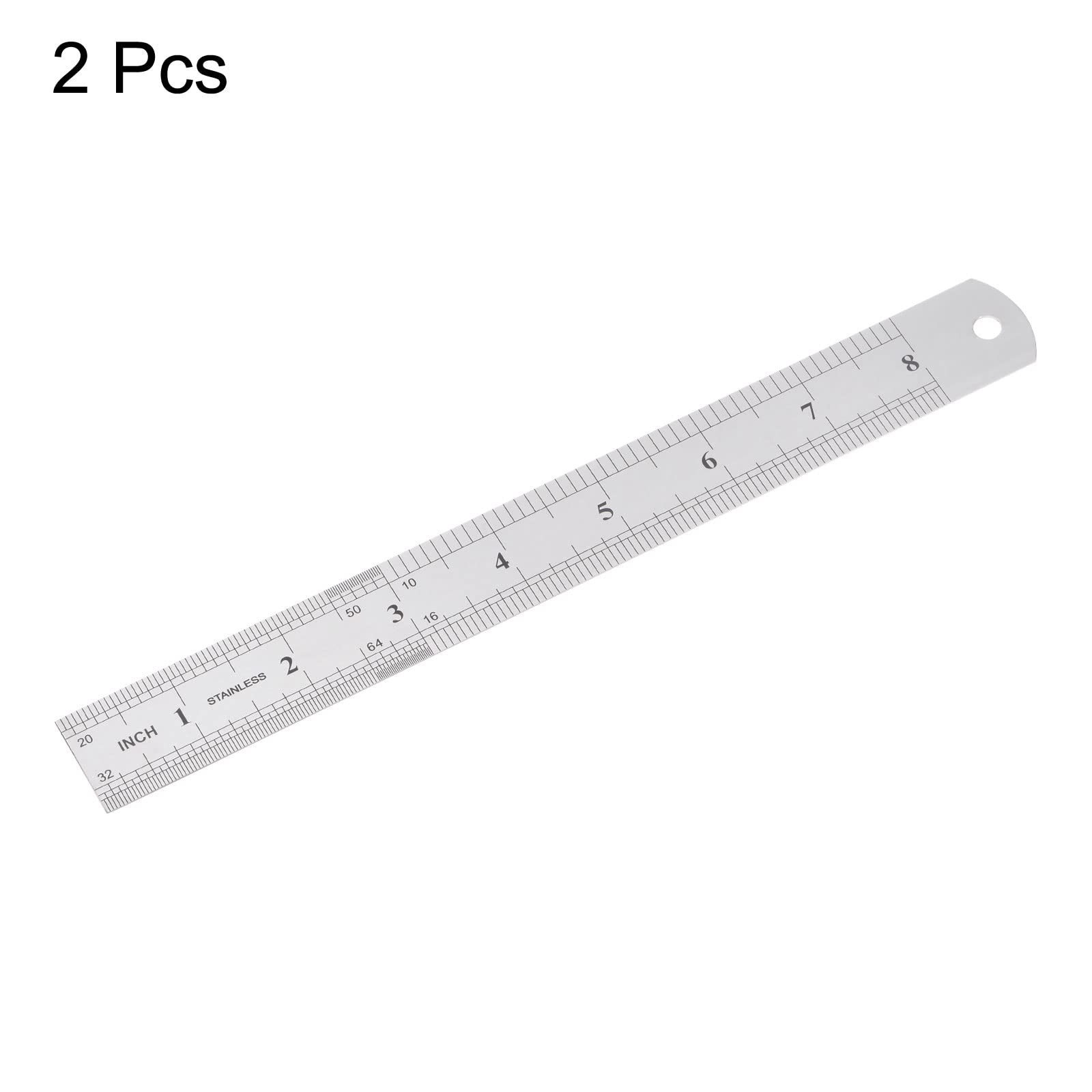 HARFINGTON 2 reglas de acero inoxidable de 20 cm, reglas de metal de 2,5 cm de ancho, herramienta de medición métrica de borde recto de graduación