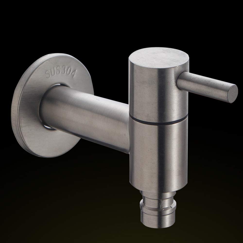 Grifo de agua fría de acero inoxidable montado en la pared, grifo para lavadora, jardín, exterior, acabado pulido