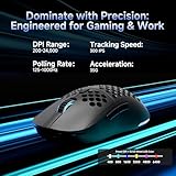 Dierya M1 Wireless Gaming Mouse, 24,000 DPI Optical Sensor, 90g Lightweight, 6 Programmable Buttons, RGB Lighting, 180H Battery Life, 2.4GHz/Bluetooth/USB-C Wired Mouse, Black - Image 4