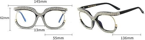 Vista 12 de Gafas de lectura con diamantes de imitación vintage estilo punk cuadrado de gran tamaño con marco de metal Verde