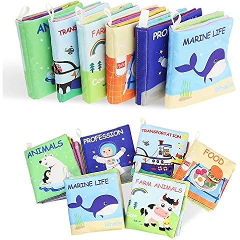 Coolplay Baby Cloth Books Infant Books Crinkle Books Squeaker Inside Soft Books for Babies - Pack of 6 Cover
