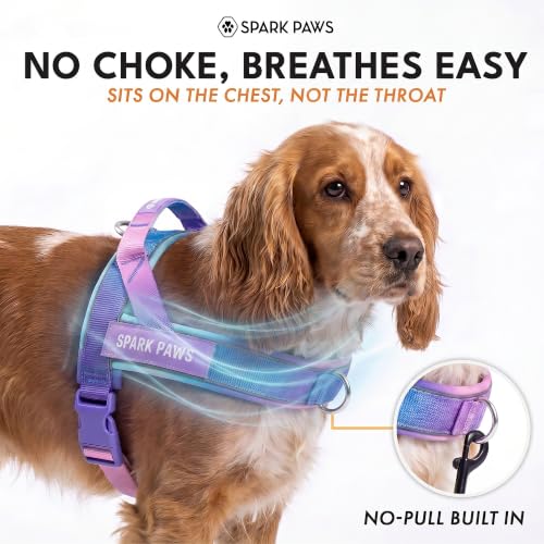 Image of Spark Paws No Pull Front Clip Dog Harness - Easy On, Padded and Lightweight | Two Clips, On in Seconds, Chest Bearing, Australian Style, No Throat Pressure, for Small Medium and Large Breeds
