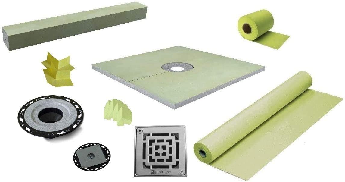 Waterproof Shower Kit 36" x 36"with 2” ABS Drain Kit and Brushed Titan Finish - 4" Grid (STC-SDKABS2V98ATSB)