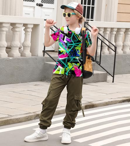 RAISEVERN Boys Girls 3D Graphic Printed T-Shirts Short Sleeve Summer tees for 4-14 Years2