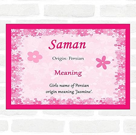 Saman Name Meaning Pink Certificate Amazon Co Uk Stationery Office Supplies
