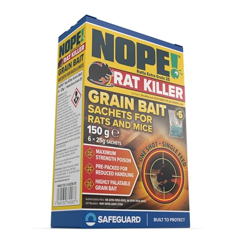 NOPE! Rat Killer Grain Bait 6 x 25g | Super Strength Poison Sachets | Single Feed Premium Oat Grain Bait | Quick-Acting Rodent Control and Mouse Killer | Works Outdoors in All Weather - Image 8