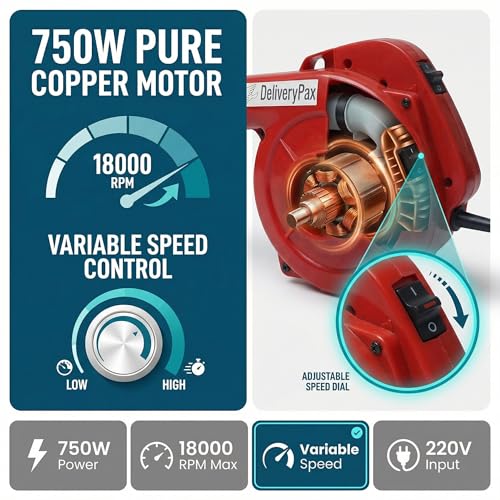 Image of Delivery Pax 750W Electric Air Blower Machine | Variable Speed Blower Fan for Cleaning | Air Blower for Dust Cleaner for Home | Electric Blower | Air Blower with Speed Controller | Free Extension Cord