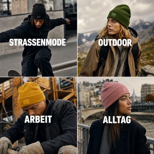 Image of Beanie for Men Women Warm Winter Hat Windproof Thick Knitted Cuffed Unisex Skull Cap