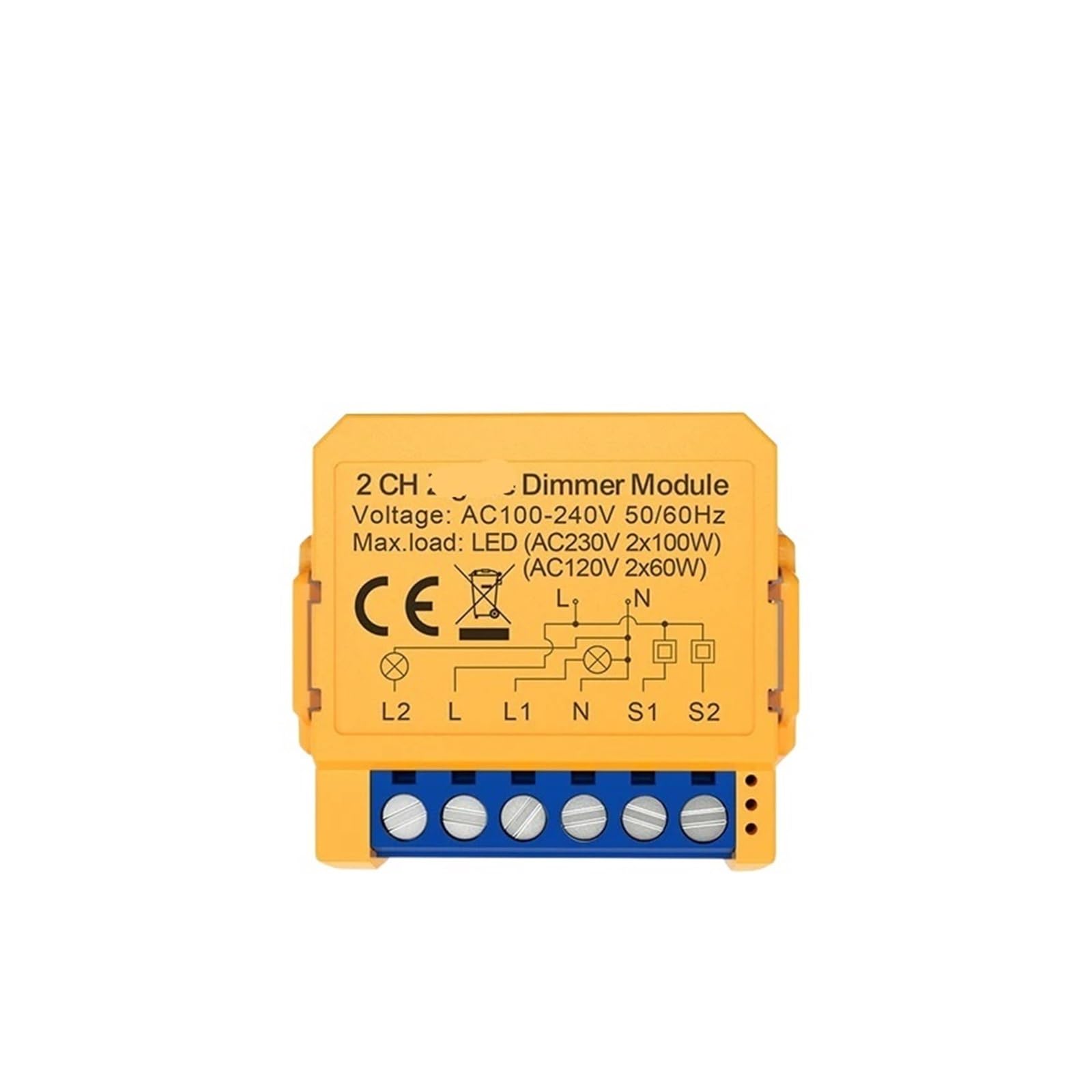 1 módulo de interruptor de atenuación inteligente, interruptor de luz regulable con control de 1/2 vías.(2 gang)