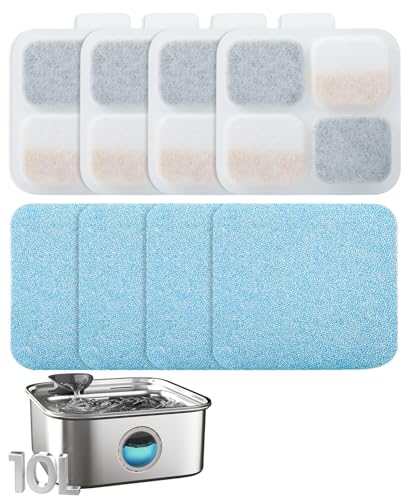 oneisall 4Set Filters for for 10L/338oz/2.64Gal Stainless Steel Dog Water Fountain