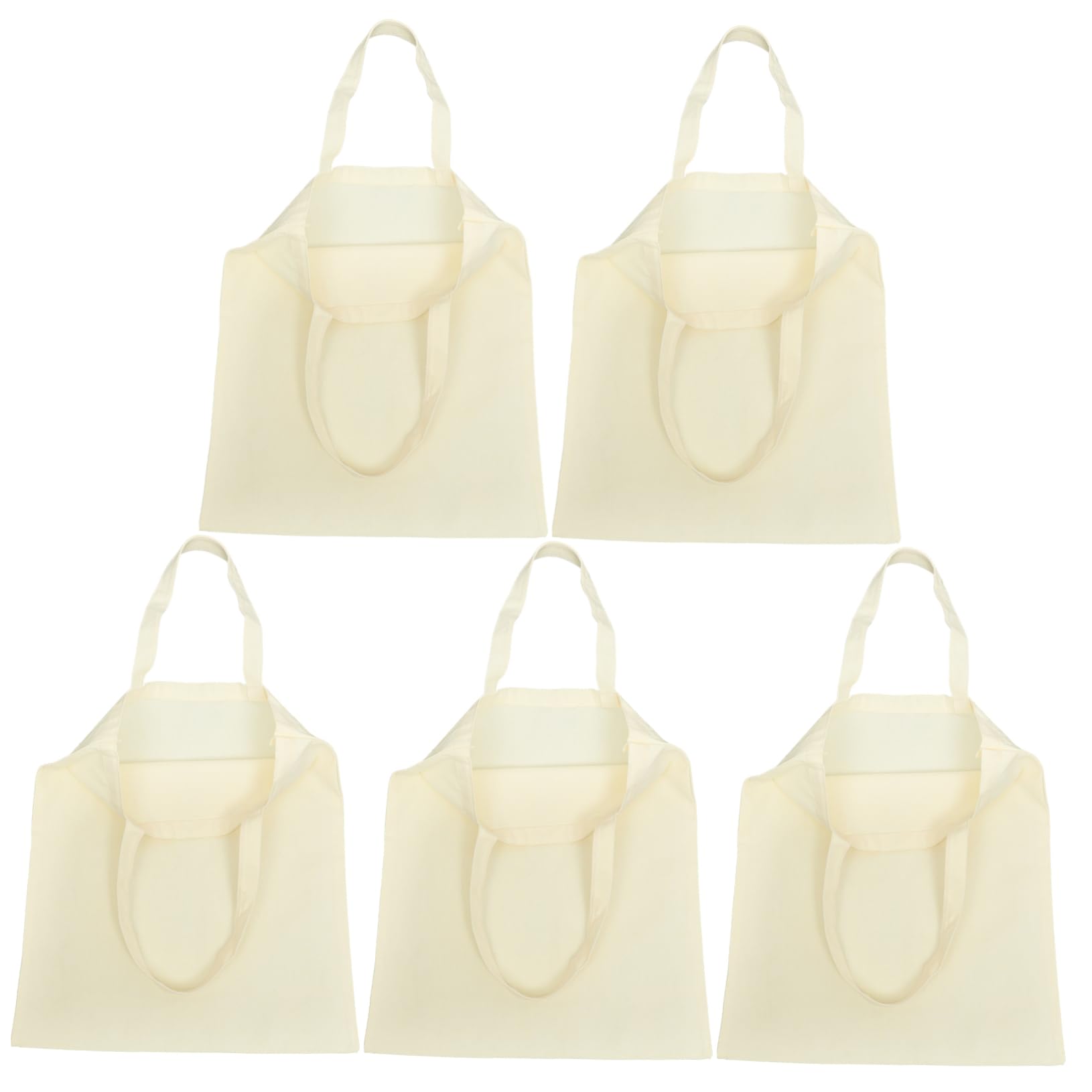 Unbedruckte Canvas Einkaufstaschen 5 Stück-pack für Damen, Beige