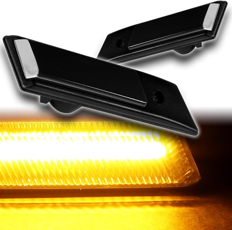 EPARTS 2PCS Amber LED Turn Signal Side Marker Light Replacement Compatible With 1992 1993 1994 1995 1996 1997 1998 BMW E36 3-Series (Smoke Lens)