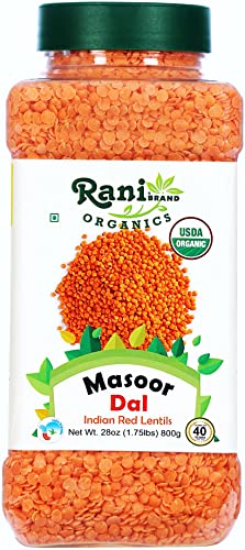 Image of Rani Organic Masoor Dal (Red Split Lentils) 28oz (800g) PET Jar ~ All Natural | Vegan | Gluten Friendly | NON-GMO | Indian Origin | USDA Certified Organic