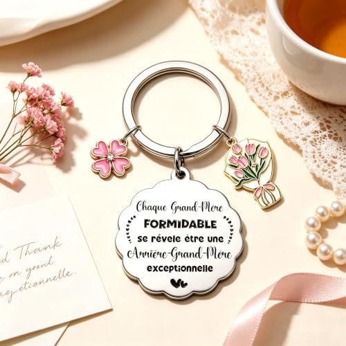 KJKJKJ Porte-clés Annonce Surprise Future Arrière-grand-mère, Acier Inoxydable, Style Moderne, Cadeau Grossesse surprise annonce grossesse garçon/Fille naissance bébé (1) – vue 4