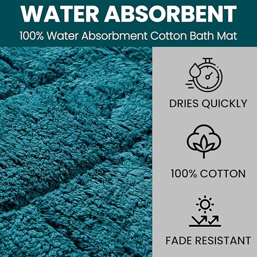 Olivia Rocco Bali 2 Piece Bath Mat Set Super Soft 100% Cotton Easy Care Plush Bath Rug + Toilet Mats Water Absorbent Pedestal Bathmat For Bathroom Toilet Shower, Teal - Cosy Home Interiors Olivia Rocco Bali 2 Piece Bath Mat Set Super Soft 100% Cotton Easy Care Plush Bath Rug + Toilet Mats Water Absorbent Pedestal Bathmat For Bathroom Toilet Shower, Teal - Image 4