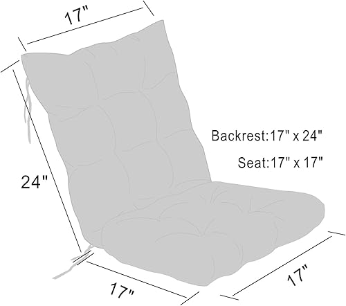 Miniatura 2 de Juego de cojines para silla mecedora, cómodas almohadillas de asiento con respaldo antideslizante, para porche, para exteriores, interiores,
