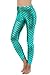 BLACK JACKY Women's Sexy Mermaid Fish Scale Hologram Stretch Soft Shine Leggings (Large, Peacock)