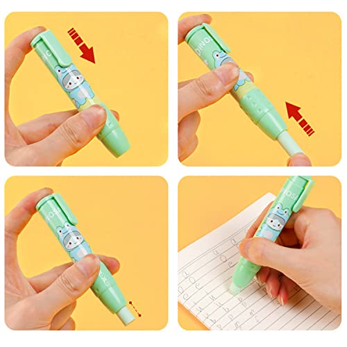 Gincevhy 4-Pack Cartoon Cute Retractable Eraser, Assorted Color Pen Eraser And 8 Refills, Aesthetic Rubber Stick Erasers For Kids Students School Office Writing Painting #TOP3