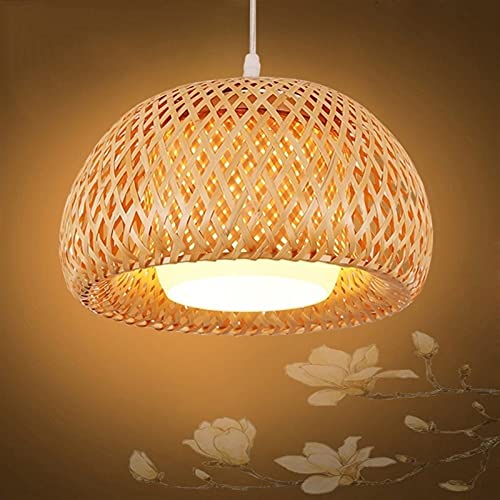 Lustre en osier tressé main de 30cm style japonais unique pour cuisine raffinée