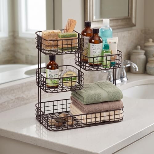 Image of 4 Tier Fruit Basket for Kitchen | Space Saving Decorative Kitchen Organizer | Multi-Layer Dining Table Organizer for Fruits, Snacks & Jars (4 Tier - Black)