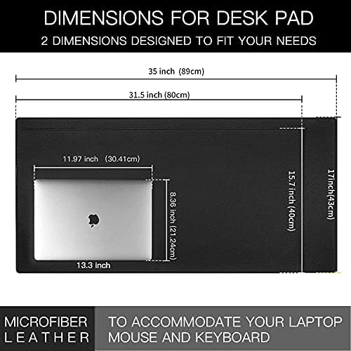 Hotcinfin Genuine Leather Desk pad,Laptop Desk Mat,Large Gaming Mouse Pad,Non-Slip Cowhide Leather Computer Keyboard Blotter Protector,Waterproof Desk Writing Mat for Office & Home (80 x 40 cm)Black