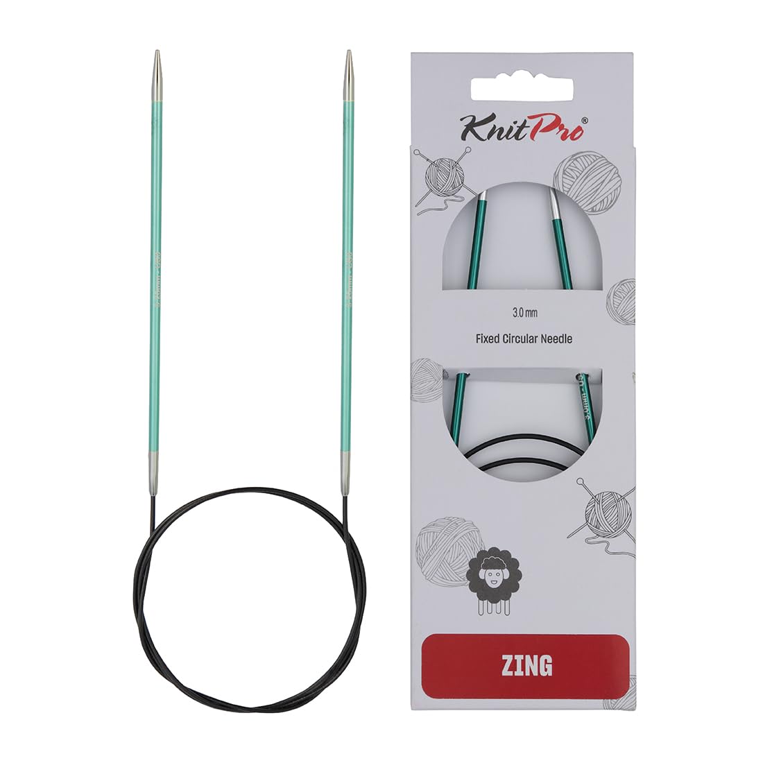 KnitPro Zing Fixed Circular Needles 16" (40cm) | Size 3.25mm