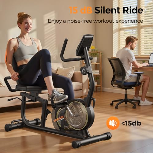 Image of YOSUDA Recumbent Exercise Bike for Home,Magnetic Staionary Bike for Seniors /Adults with Adjustable Seat, 350LB Capacity, 16-level Resistance, LCD Monitor & Pulse Sensors