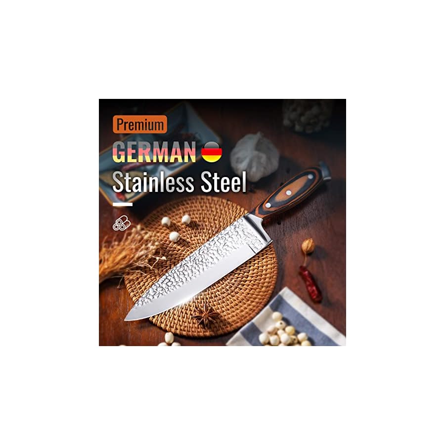 Knife-Set-15-Pieces-Knife-Sets-for-Kitchen-with-Block-High-Carbon-Stainless-Steel-Sharp-Kitchen-Knife-Set-with-Sharpener-Knife-Set-Dishwasher-Safe-with-Triple-Rivet-Wooden-Handle Kitchen Knife Sets with Block, 15-Piece High Carbon Stainless Steel Knife Block Set with Sharpener, Ultra-Sharp kitchen knives with Triple Rivet Wood Handle Perfect for Cooking Cut