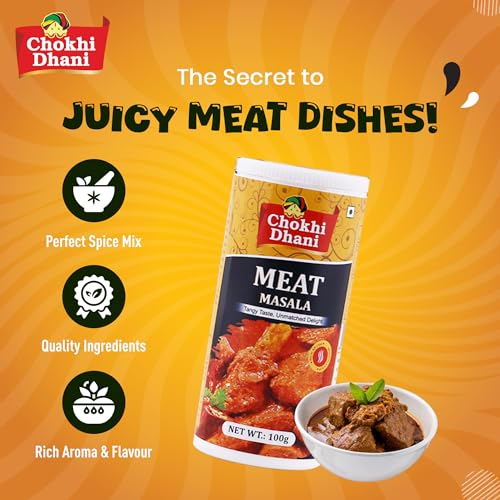 Image of Chokhi Dhani Meat Masala 100g | Chicken & Mutton Curry Spice Mix | Dhaba Style Gravy Masala | Aromatic Indian Non-Veg Masala | Restaurant Style Flavour