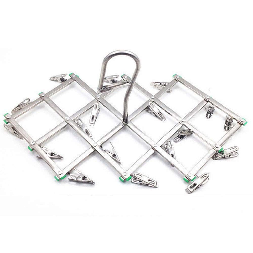 JINGYAN Standard Hangers Windproof Laundry Socks Gloves Clothes Hanger Collapsible Stainless Steel Hanging Rack Clothespin Drying Racks Outdoor