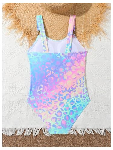 WDIRARA Girl's Leopard Print Cut Out One Piece Swimsuit Beach Swimwear2