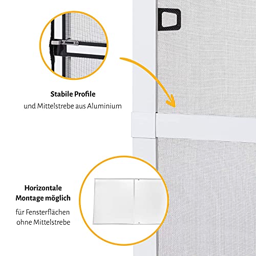 empasa Insektenschutz Fliegengitter für bodentiefe Fenster MASTER SLIM XL extra groß mit Alurahmen individuell kürzbarer Selbstbausatz, 130 x 220 cm, Farbe:anthrazit