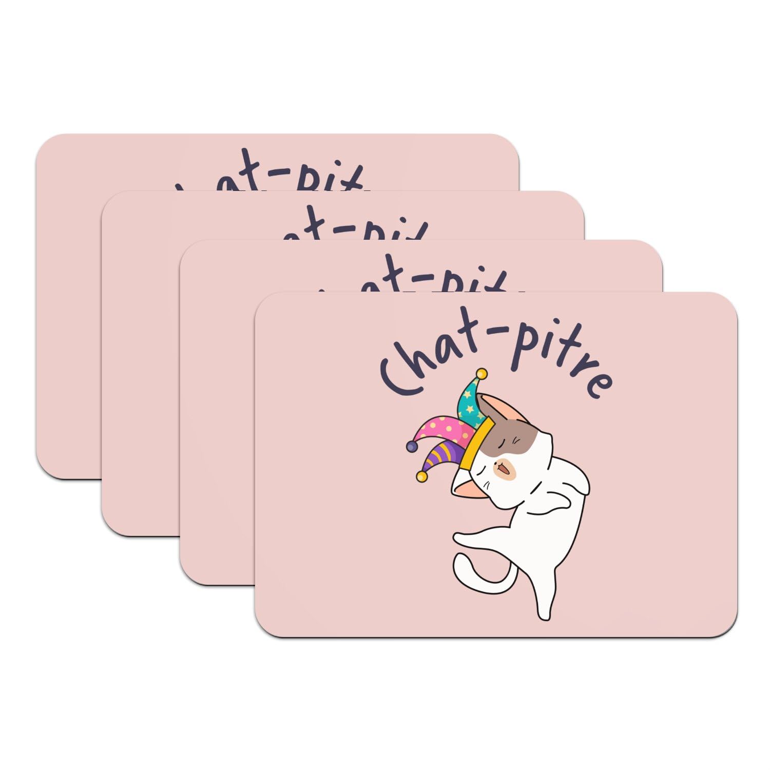 Lot de 4 sets de table chaton humour rose idée cadeau originale pour amoureux de chats