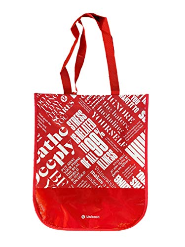 lululemon Medium LOVE Breathe Deeply Tote Bag Red Silver Black White (Red)2