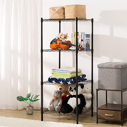Hollyhome 4 Shelves Adjustable Steel Wire Shelving Rack, Metal Heavy Duty Storage Shelf, Bathroom Storage Tower Kitchen Shelving, 60 * 60Cm #TOP1